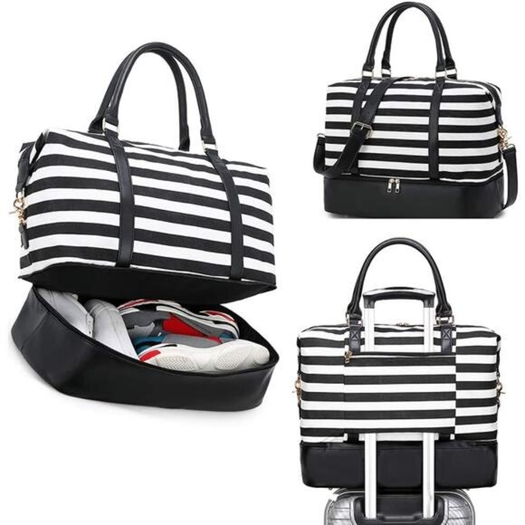 Womens Travel Weekender Bag Canvas Carry on Overnight Tote Luggage Duffel Bags - Picture 2 of 7